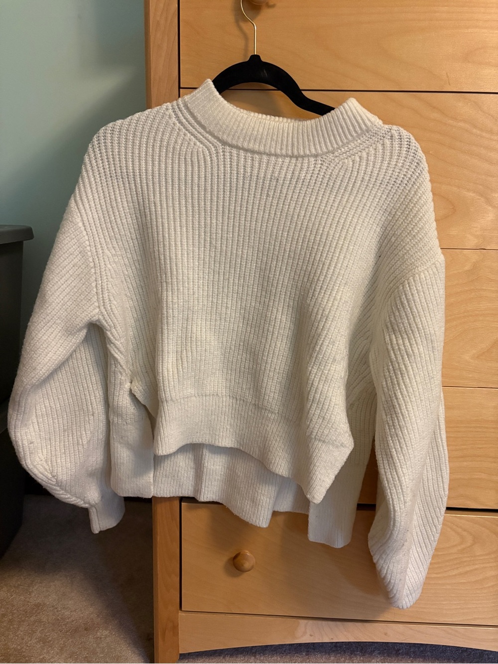 Women's Cream Ribbed Mock-Neck Sweater